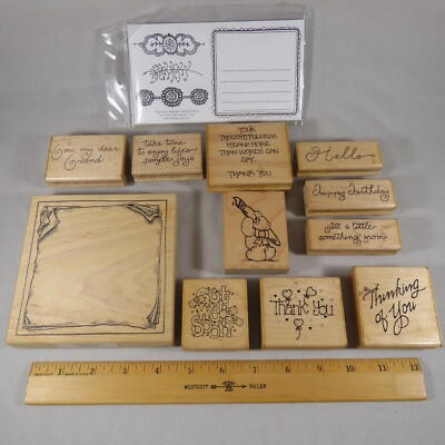 Sentiments Well Wishes Rubber Stamp Lot Notes Letters Hello Get Well Thanks 22