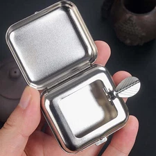 Mini Pocket Stainless Steel Ashtray Portable Ashtray Car Ashtray Lid Cigaretbe