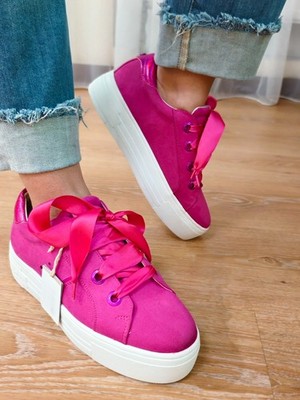Tom Tailor Women Sneakers Pink Velou Platform Memory Foam Comfort Shoes EUR 41