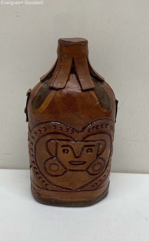 Vintage Leather-Covered Glass Bottle