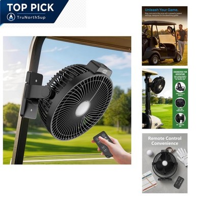 8-inch magnetic golf cart fan with 12000mAh battery LED light strap compatibl...