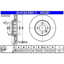 2x ATE Scheibenbremse vorne 1S0615301L 1S0615301M 1S0615301H 1S0615301 | 430118