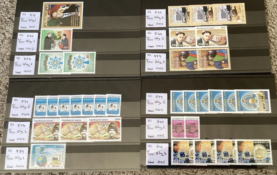 Stock de estampillas de ex distribuidores de Azerbaiyán - 1993-2015 - sin montar como nuevas (2022 Cat. £1800) Foto 4 de 4