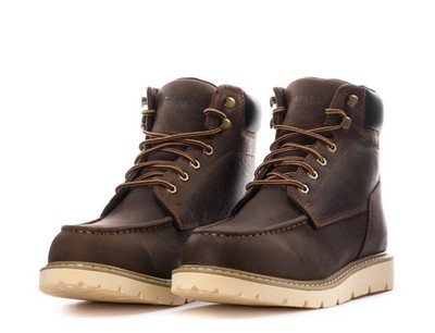 Eurostar Brown Leather Men's Work Boots Lace Up Rugged si Rubber Sole Round Toe