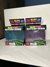 Nee Doh Needoh Nice Cube Glitter Glow Stress Sensory Fidget Toy Squeeze Lot x2
