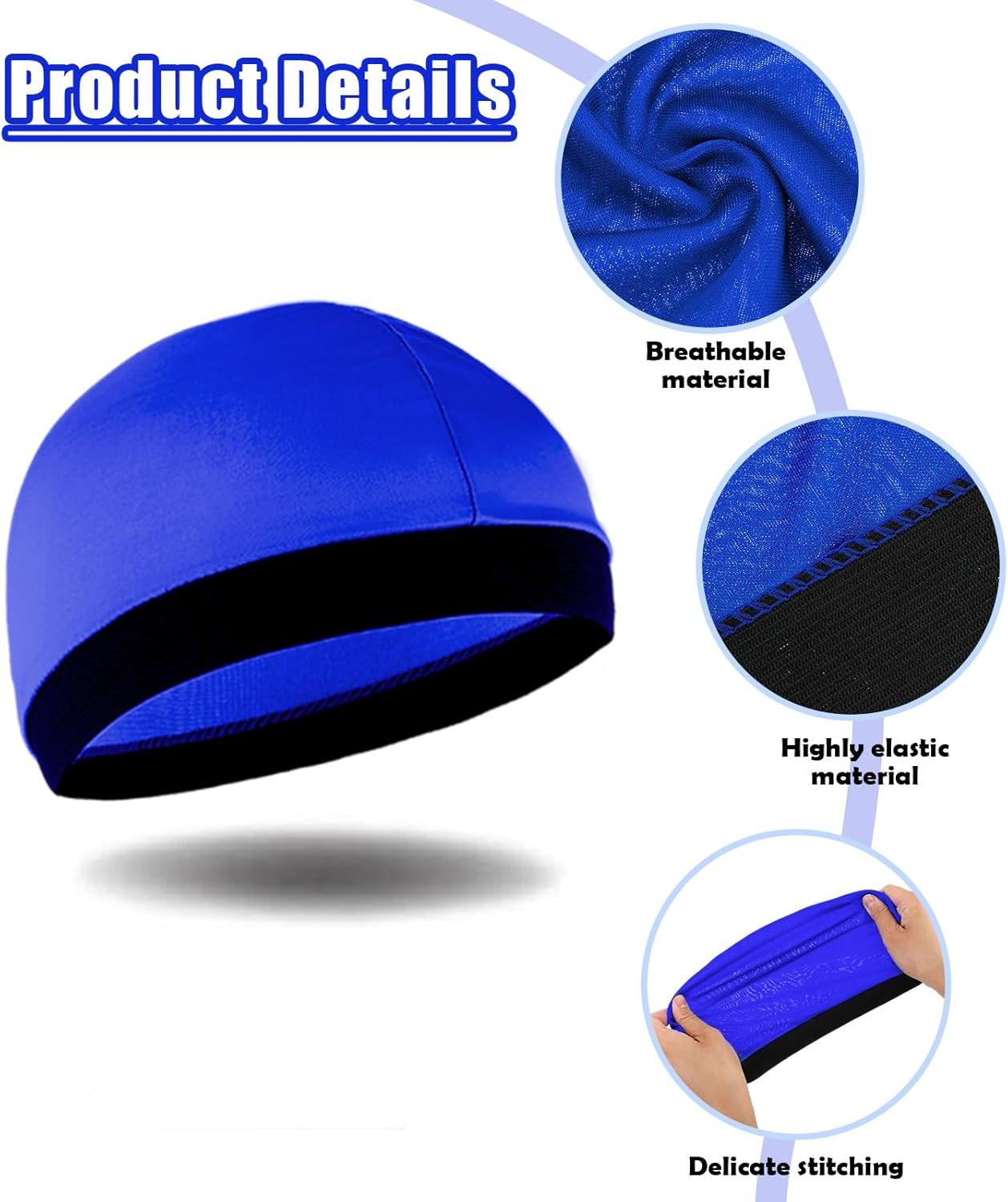 4Pcs Silk Wave Cap Set for Men - Satin Durag, Soft Breathable Stain Caps for Sle