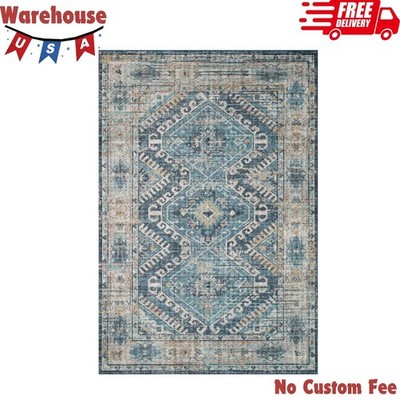 Oriental Denim / Natural Area Rug, 5'-0'' x 7'-6'', Slim Profile, Durable