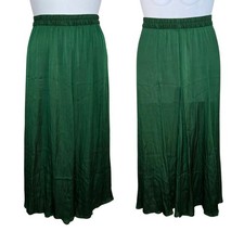 Zara Women's Green Maxi Skirt Elastic Waist Flowy Satin Sheen Look Size S