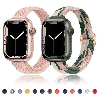 Women Slim Braided Nylon Loop Band for Apple Watch 9 8 7 6 5 SE 40/44/41/45/49mm