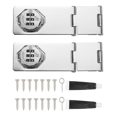 Password Rotary Hasp Locks (Silver) (2 Set), Tri-fold Keyless Cabinet Lock