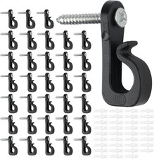 Q-Hanger 35 Pcs Screw-In Hooks,Fence Hooks for Outdoor Lights, 35Pcs Black