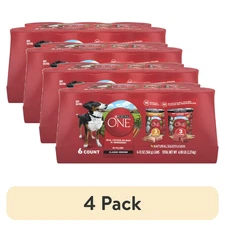 (4 Pack)Purina ONE Classic Ground Entree Variety Pack Wet Dog Food, 13-oz, 6 can