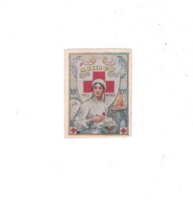 HTF WWI CINDERELLA STAMP 1914-1916 PRO PATRIA MEXICO RED CROSS IMPERF - Image 1 of 2