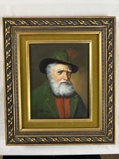 DAVID PELBAM Original VTG Oil Painting Framed Feather Green Cap Rare COA