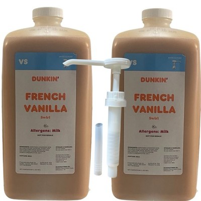 Dunkin French Vanilla Swirl 2 Jug + 1 Pump, 64FL OZ/1.89L Per Jug