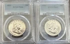 1953 PROOF FRANKLIN HALF DOLLAR, 50C, PCGS, (2) COIN LOT PR66 & PR65
