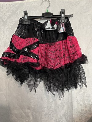 New 2014 Monster High Tutu Rose Pink & Black Skull Skirt Play Pretend Girls OS