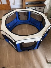New Unused Portable Foldable Pet Playpen Fabric Dog Puppy Cat Exercise Pen Blue
