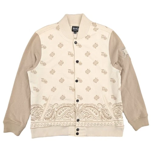 Dogg Supply by Snoop Dogg Men's Beige Brown Paisley Varsity Jacket - product listing photo