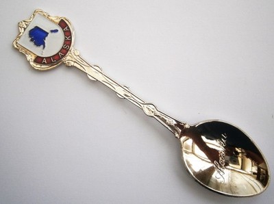 SW404) Alaska Karte Vintage Souvenir Sammler Löffel