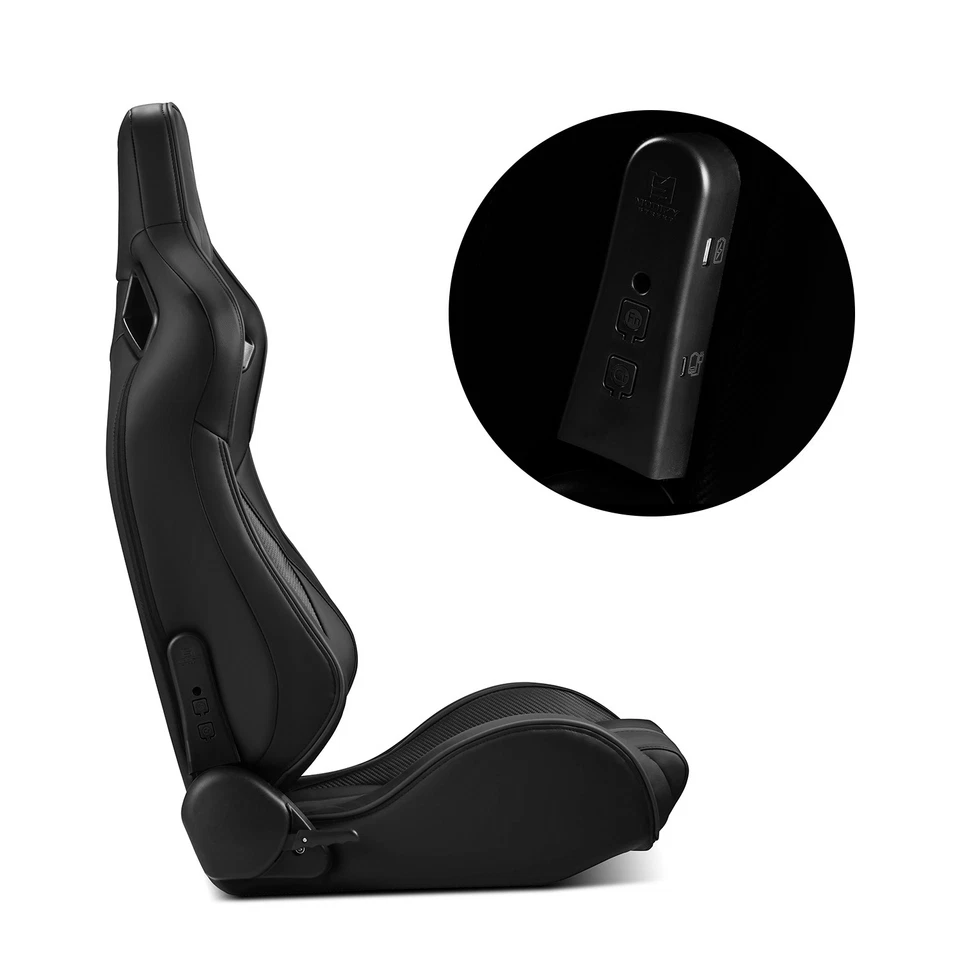 [Noen Racer Series]Black Reclinable PVC Univeral Racing Seats Car Seats Pair Foto 4 de 4