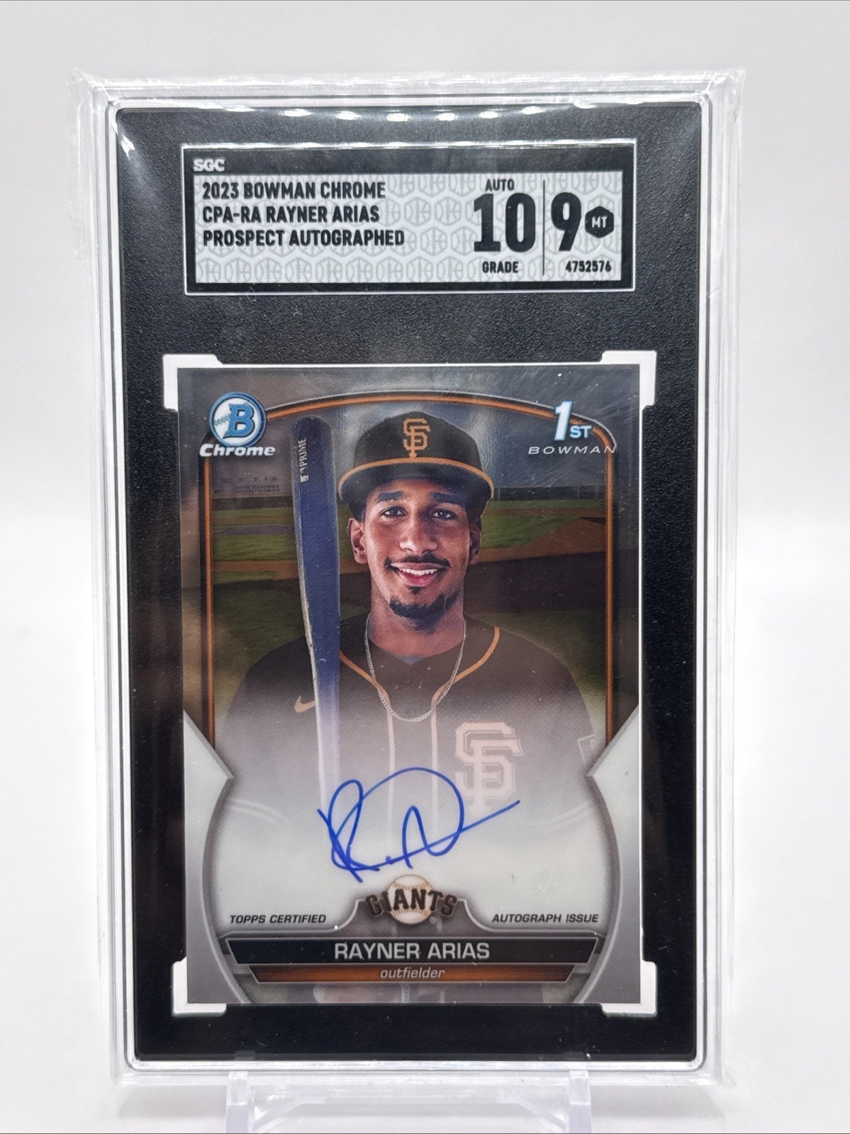 2023 Bowman Chrome Prospects Rayner Arias Base Auto Bowman 1st SGC 9