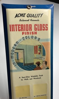 1939 Acme Paint Celluloid Over Tin Sign Art Deco Color Sample 20 X 4 1/2 Detroit