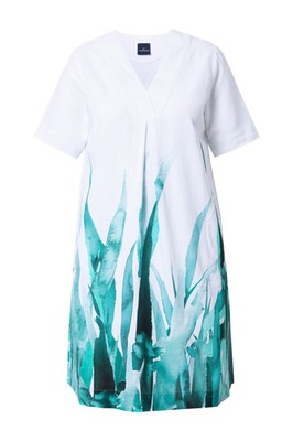 Laurasøn Damen Leinenkleid 1 2 Arm V Ausschnitt 838856