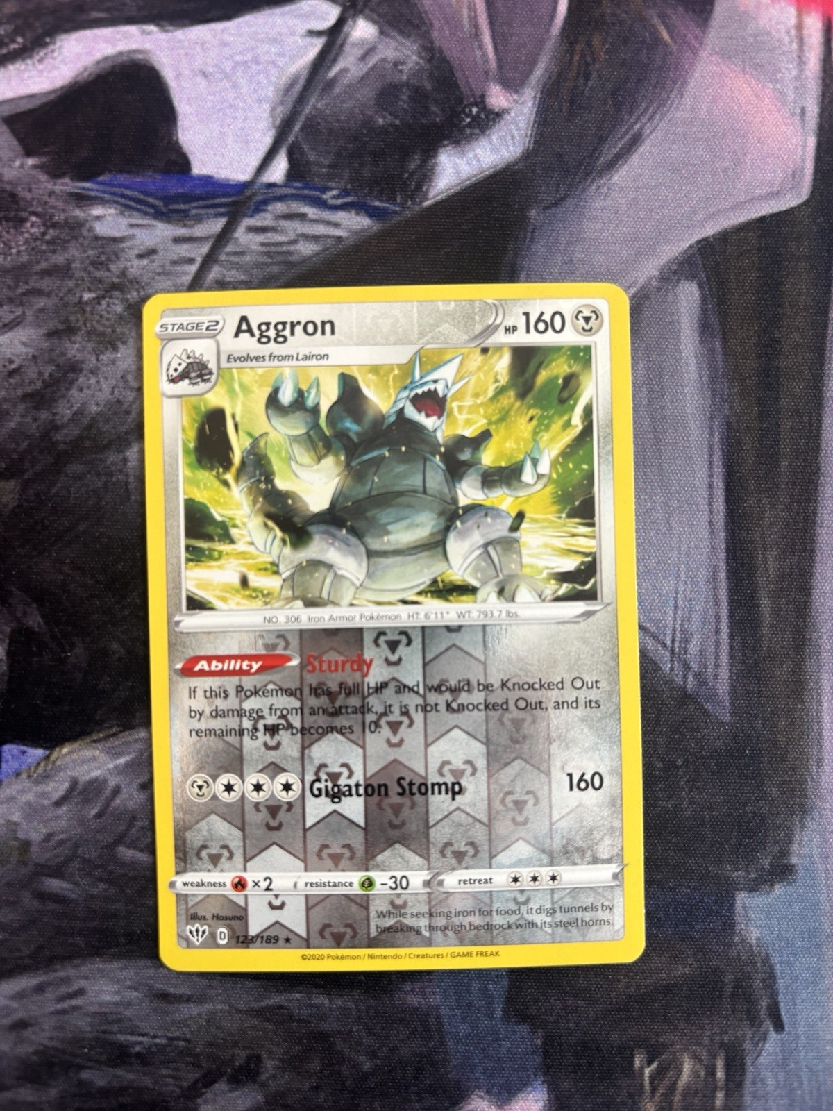 Aggron 123/189 Swsh03: Darkness Ablaze Reverse Holo - Pokemon - Steel Type - NM