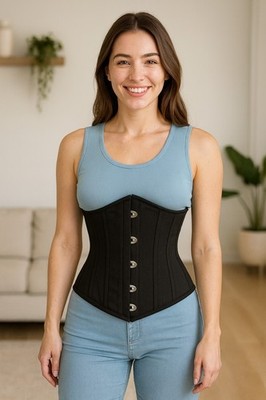 lack Cotton Underbust Waist Trainer Corset | Gothic Steampunk Body Shaper