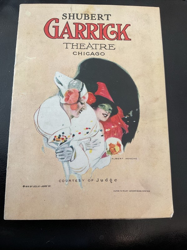 1918 Shubert Garrick Theatre Program, Playbill Chicago 16pgs ADS Doughboy Murad