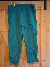 Lands End Pants Men's 34x27 Green 100% Nylon Drawstring USA Made Vintage Hiking