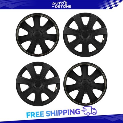 4 Pcs Black 13'' Hub Caps Tire & Rim Wheel Covers Kit Fits All Makes Models