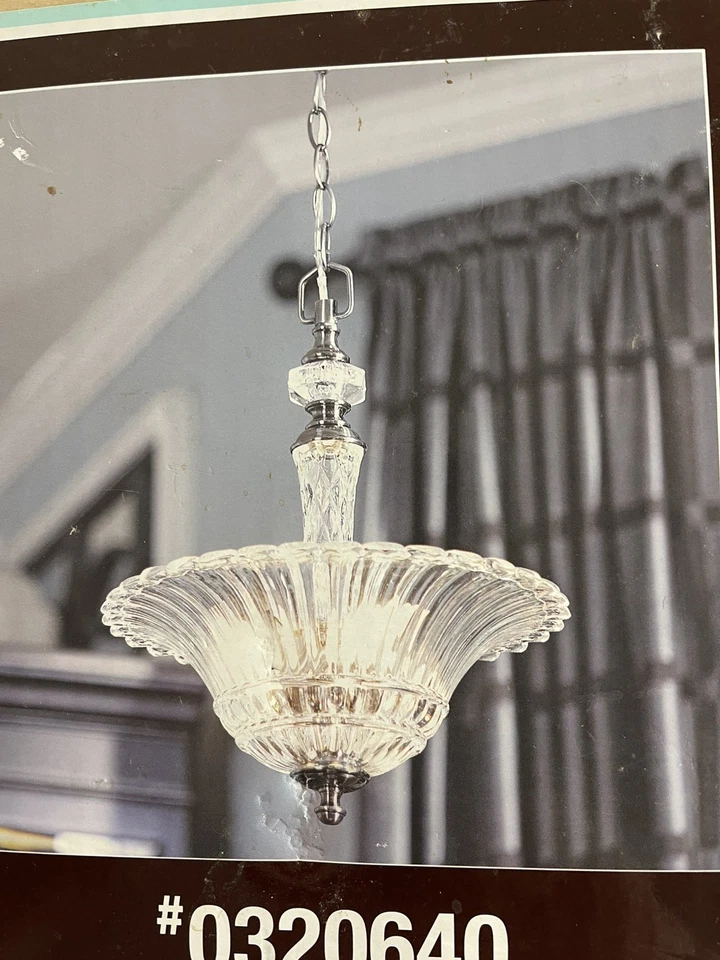 Allen Roth COLFAX 3-Light Pendant Polished Pewter Crytal Glass Shade Lighting - Image 3 of 4