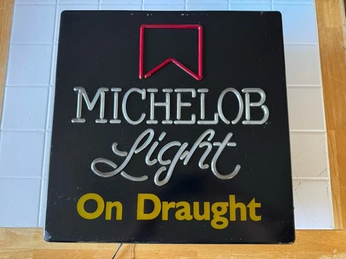 Vintage Anhueser-Busch Michelob Light 18"x18" Lighted Beer Bar Sign Mancave