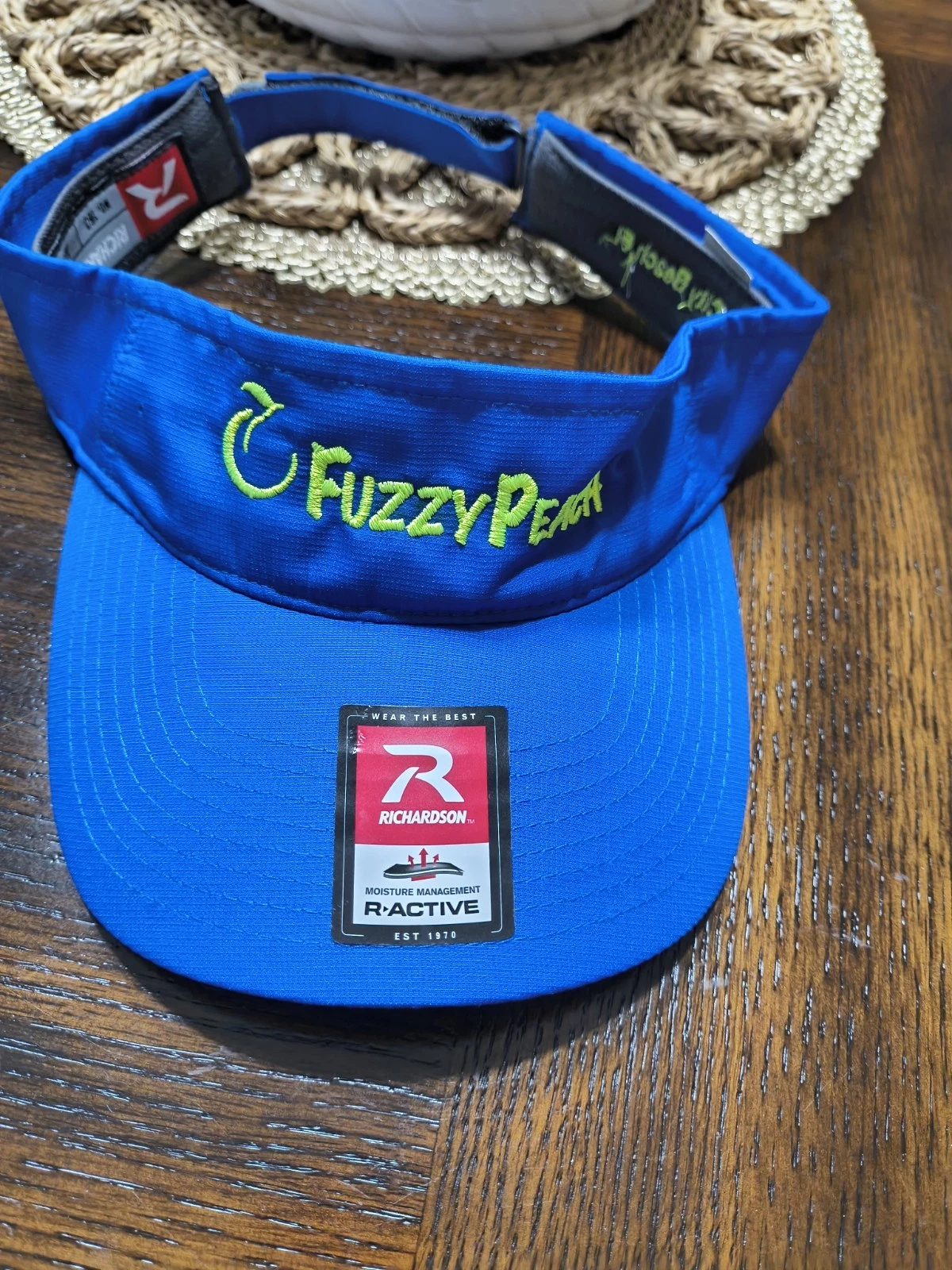 Fuzzy Peach Visor Adjustable Blue With Yellow Men New