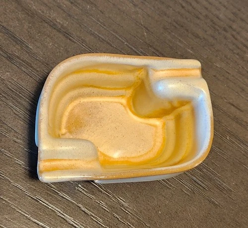 Frankoma Pottery Cigar Ashtray #456 Art Deco Desert Gold Brown Vintage