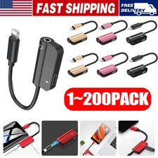 3.5mm Headphone Jack AUX Splitter Adapter and Charger For iPhone12 11 XS X 8 lot