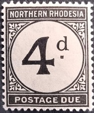 Frais de port dus en Rhodésie du Nord - 1929 - Sc J4 - 4p noir MH cv = 11,00 $ US