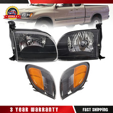 For 2000-04 Toyota Tundra Regular Access Cab Black Headlights Lh Rh W Corner