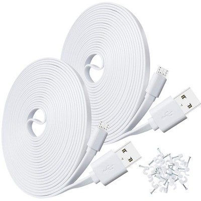 SCOVEE 2-Pack 10FT USB Power Extension Cable for Wyze Cam,WyzeCam 10ft, White