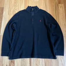 Vintage Polo Ralph Lauren Quarter Zip Sweater Men  s Black Size XL 100 Cotton