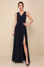 Lulus Thoughts of Hue Navy Blue Maxi Dress XS NWT Bridesmaid Formal Wedding