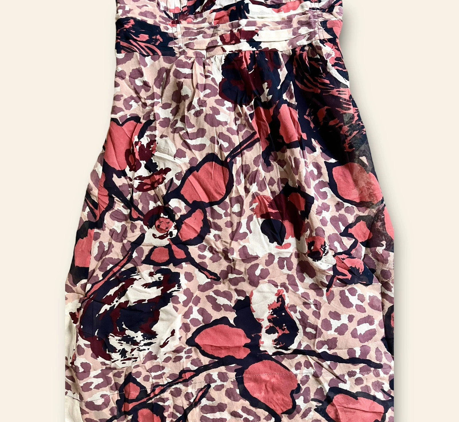 Abito donna Tory Burch taglia 4 floreale foderato animalier reggicalze seta senza maniche LEGGI! ✅