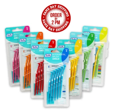 TEPE INTERDENTAL BRUSHES ANGLE PINK ORANGE RED BLUE YELLOW GREEN MIXED (PACK 6)