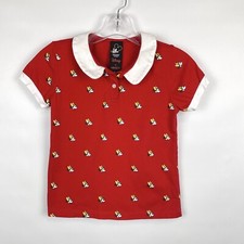 Forever 21 Disney Girls 11/12 Red Minnie Mouse Print Short Sleeve Collar Shirt