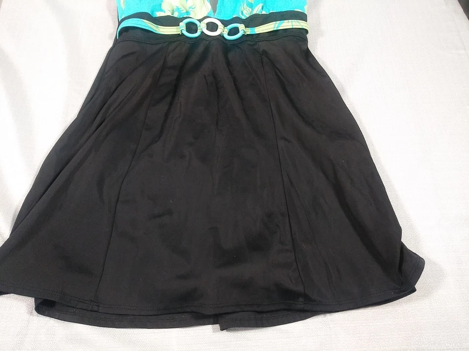 Купальник женский Valerie of Malibu 10 тропический галстук топ черный гибискус платье для плавания - Изображение 3 из 4