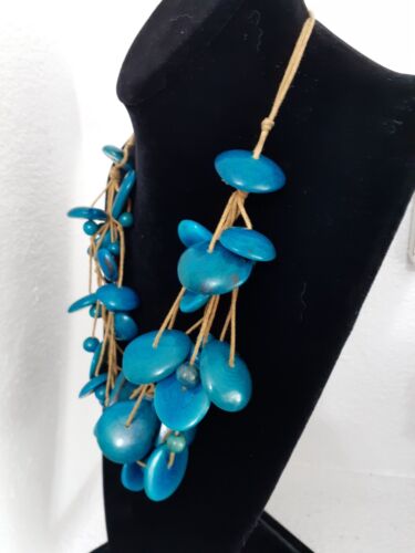 Hermoso Collar Tagua Mujer Color Aqua 12 Pulgadas. Hecho de Tagua fuerte. - Imagen 2 de 6