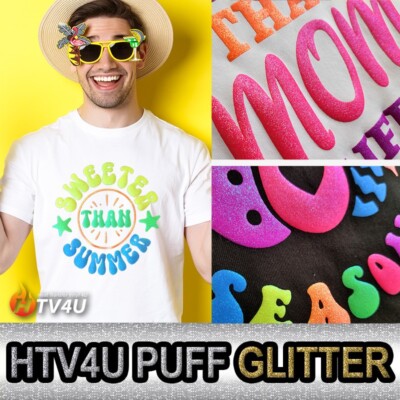 HTV4U - Puff Glitter Heat Transfer Vinyl 20'' x 1 Yard *Puffy vinyl
