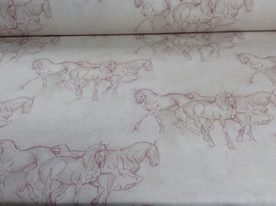 Camargue Horse Red French Linen Cotton 280cm Wide Curtain French Linen Cotton 280cm Wide Curtain